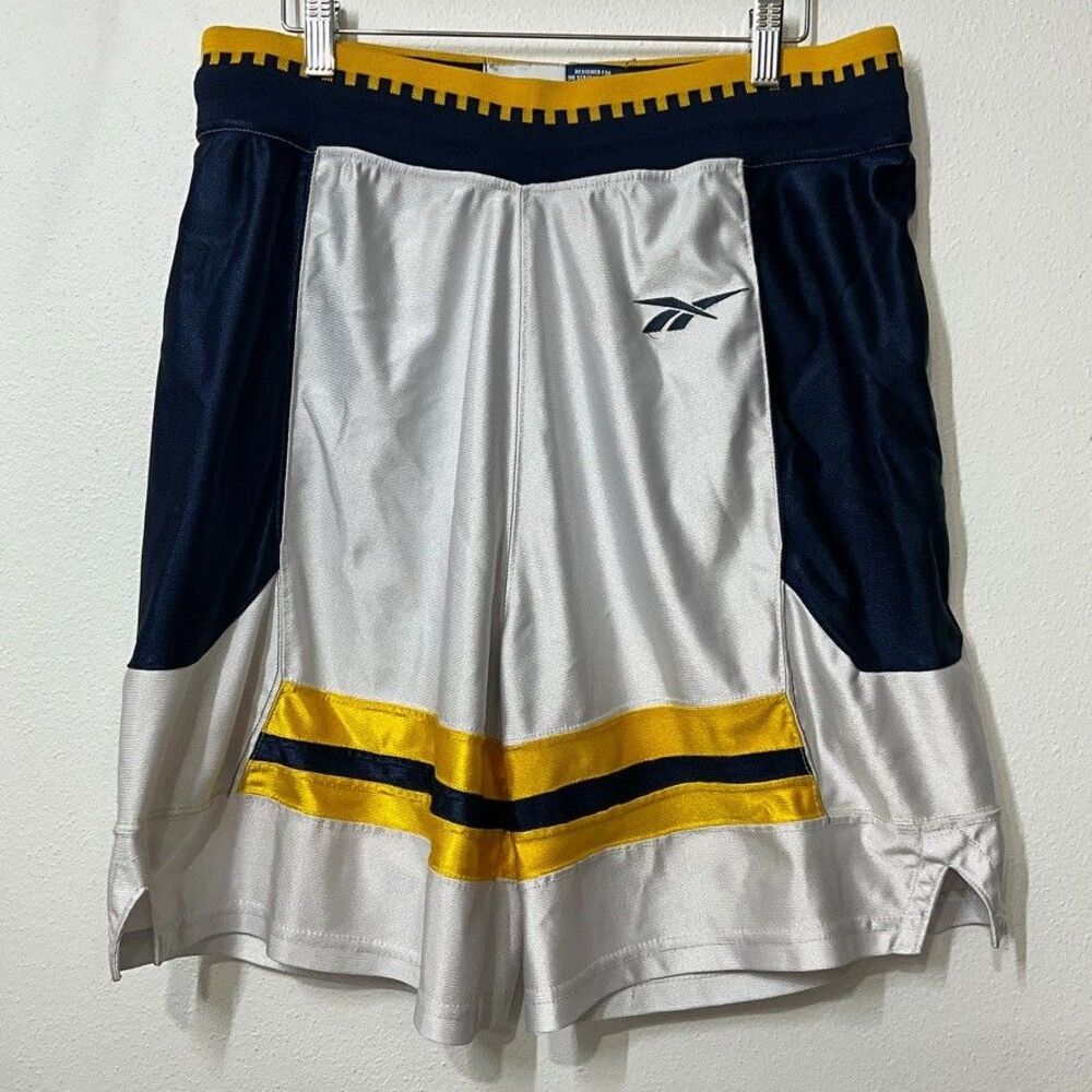Reebok Vintage Y2K Castle Style Sparkle Basketball Shorts White Yellow Large